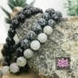 Preview: ~ Sinnesschärfer-Mala ~ (mit Schneeflockenobsidian, Labradorit & Achat)